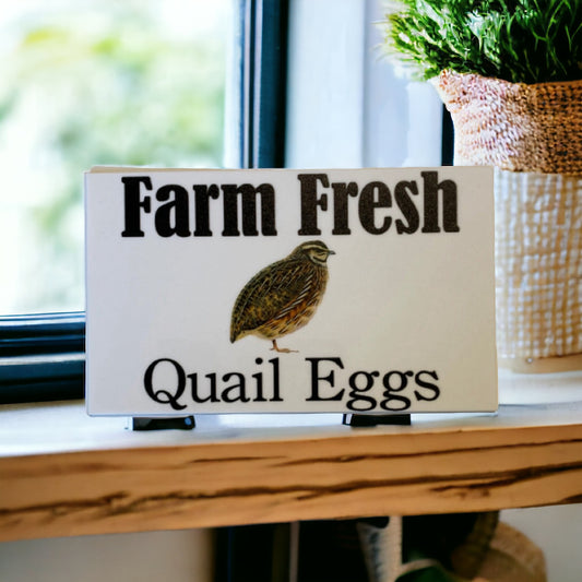 Quail Farm Fresh Eggs White Sign - The Renmy Store Homewares & Gifts 