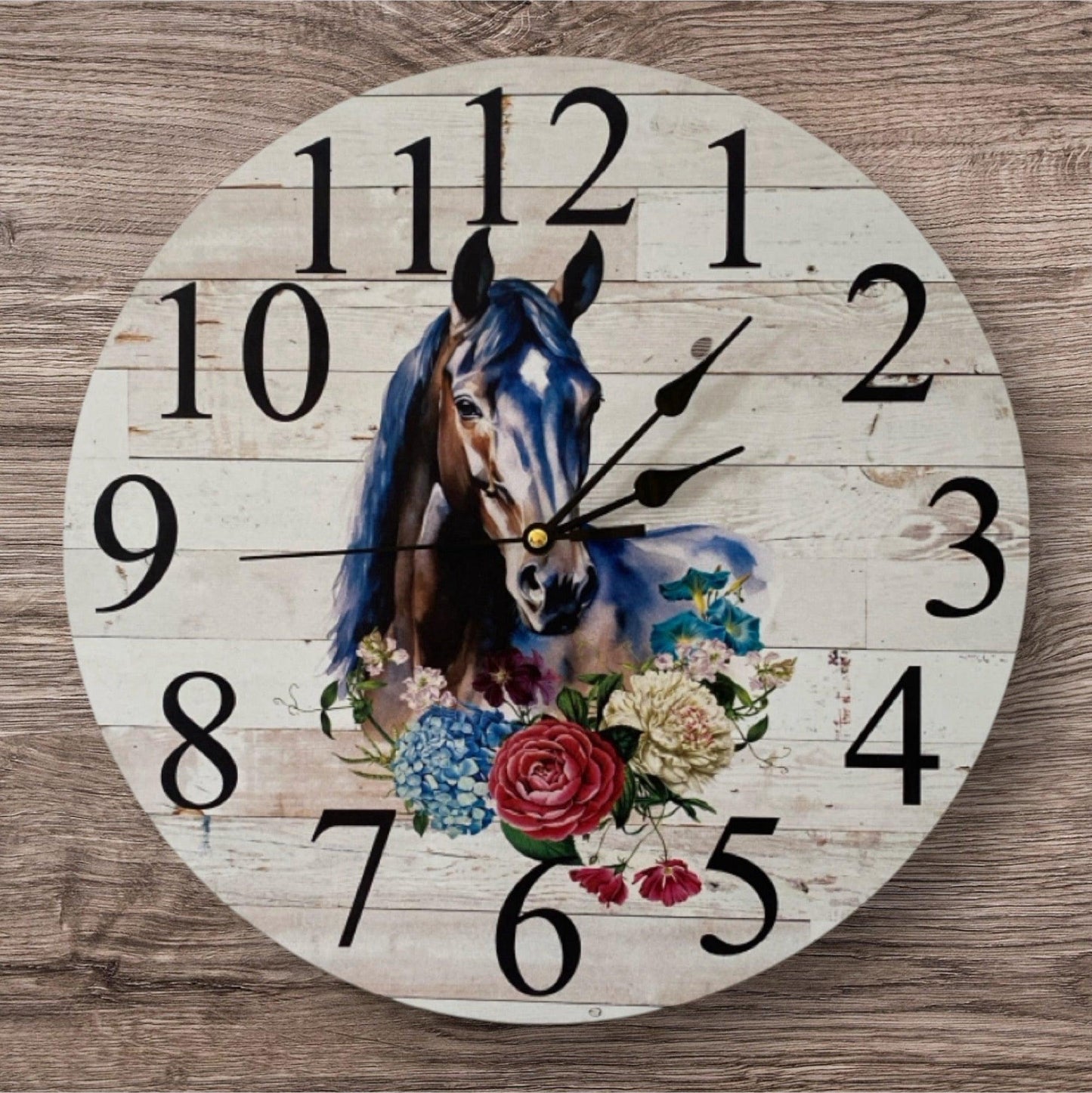 Clock Wall Thoroughbred Horse Floral Aussie Made