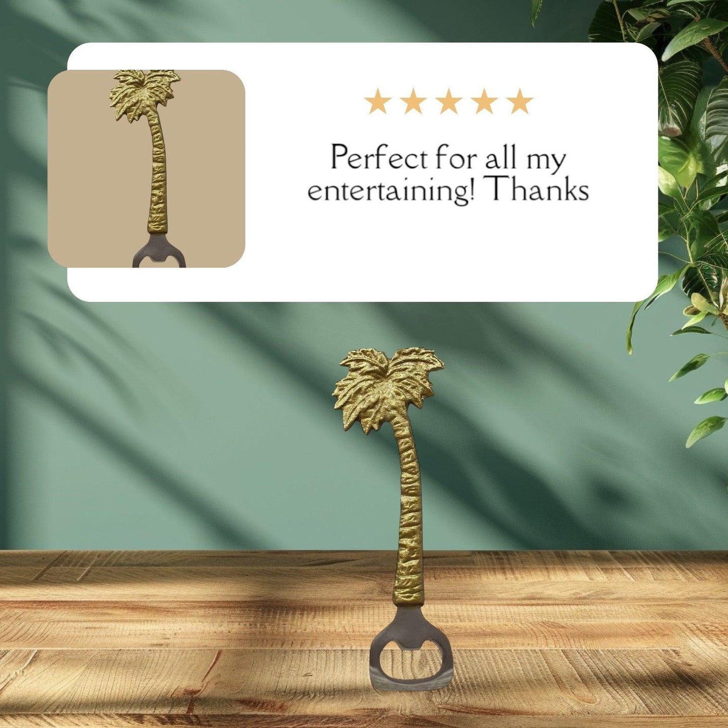 Palm Tree Gold Bottle Opener Beach House - The Renmy Store Homewares & Gifts 