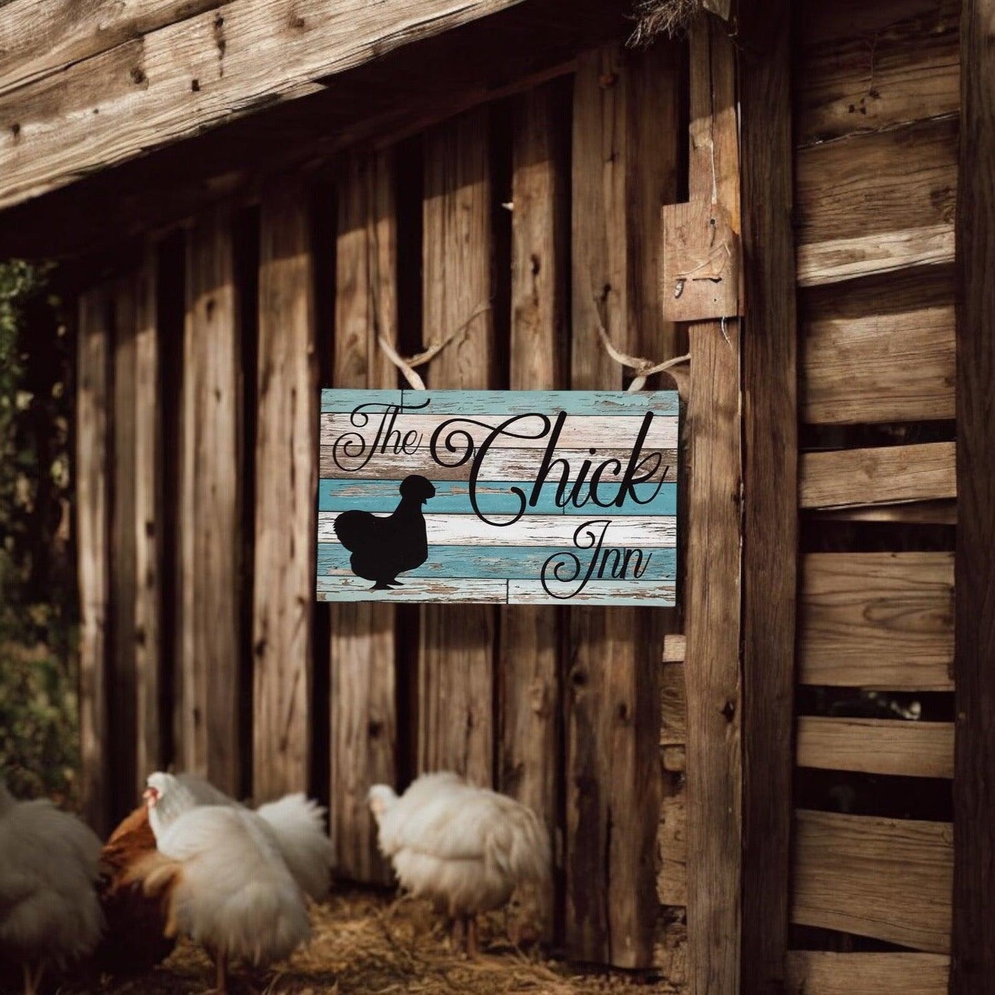 The Chick Inn Silkie Hen Chicken Blue Sign - The Renmy Store Homewares & Gifts 