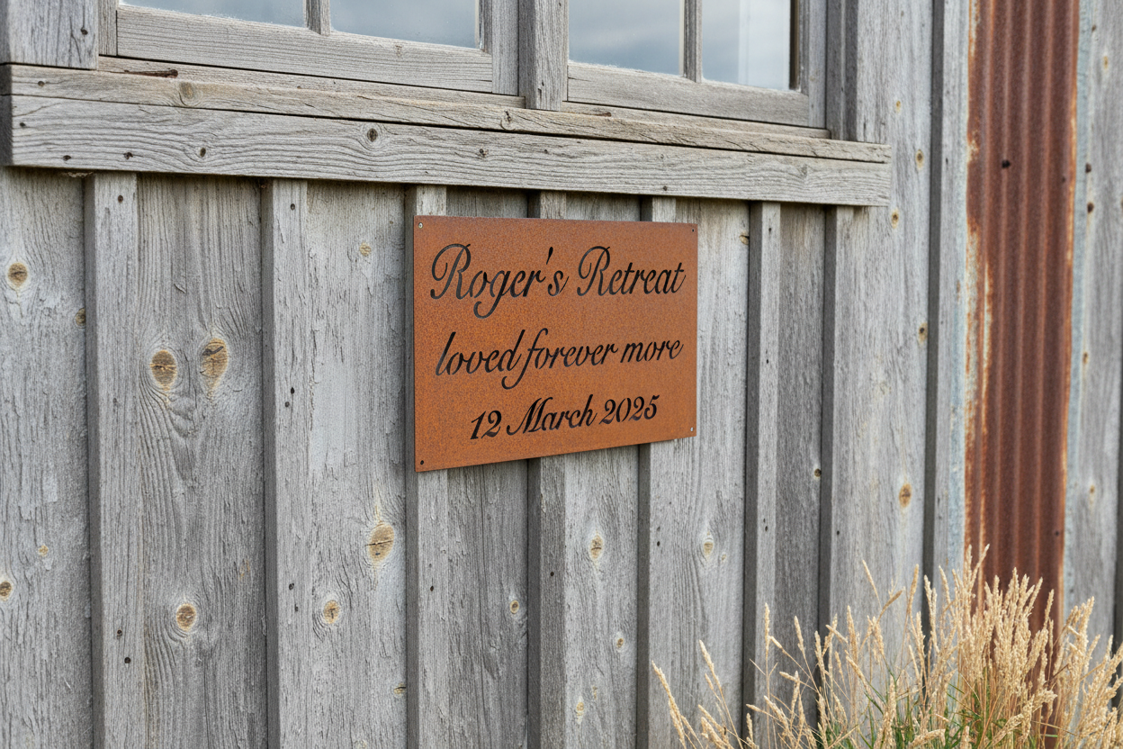 Custom Retreat Property Sign - Personalised Rusty Metal Steel Sign - Australian Made
