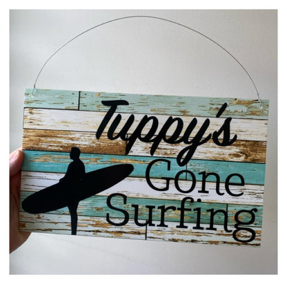 Gone Surfing Beach House Custom Blue Sign