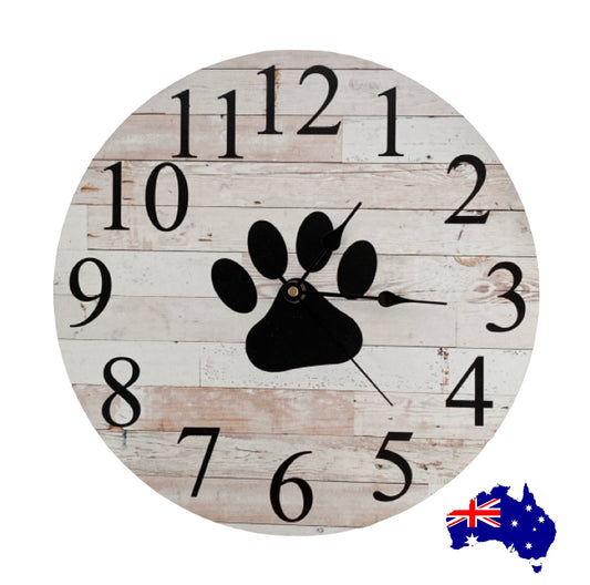Clock Wall Paw Cat Dog Pet Aussie Made - The Renmy Store Homewares & Gifts 