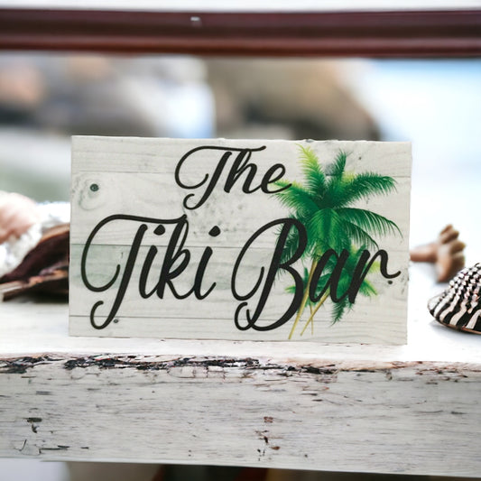 The Tiki Bar with Palm Trees Sign