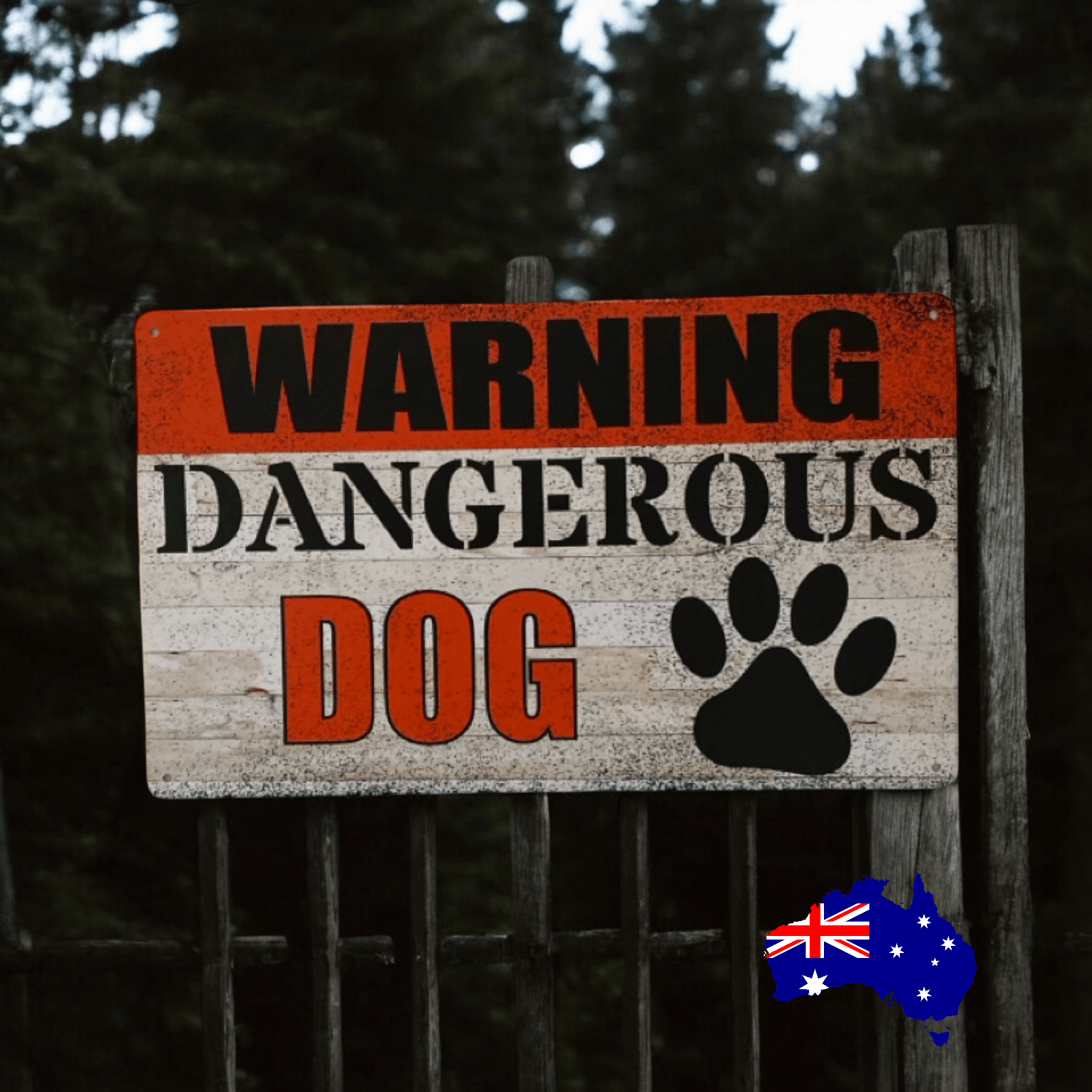 Metal Tin Warning Dangerous Dog Gate Sign - The Renmy Store Homewares & Gifts 