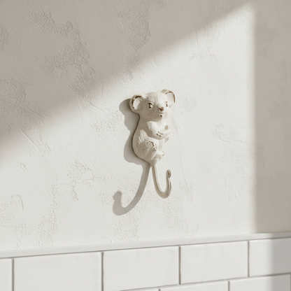 Koala Hook Rustic White | Cast Iron Wall Hook 18.5cm