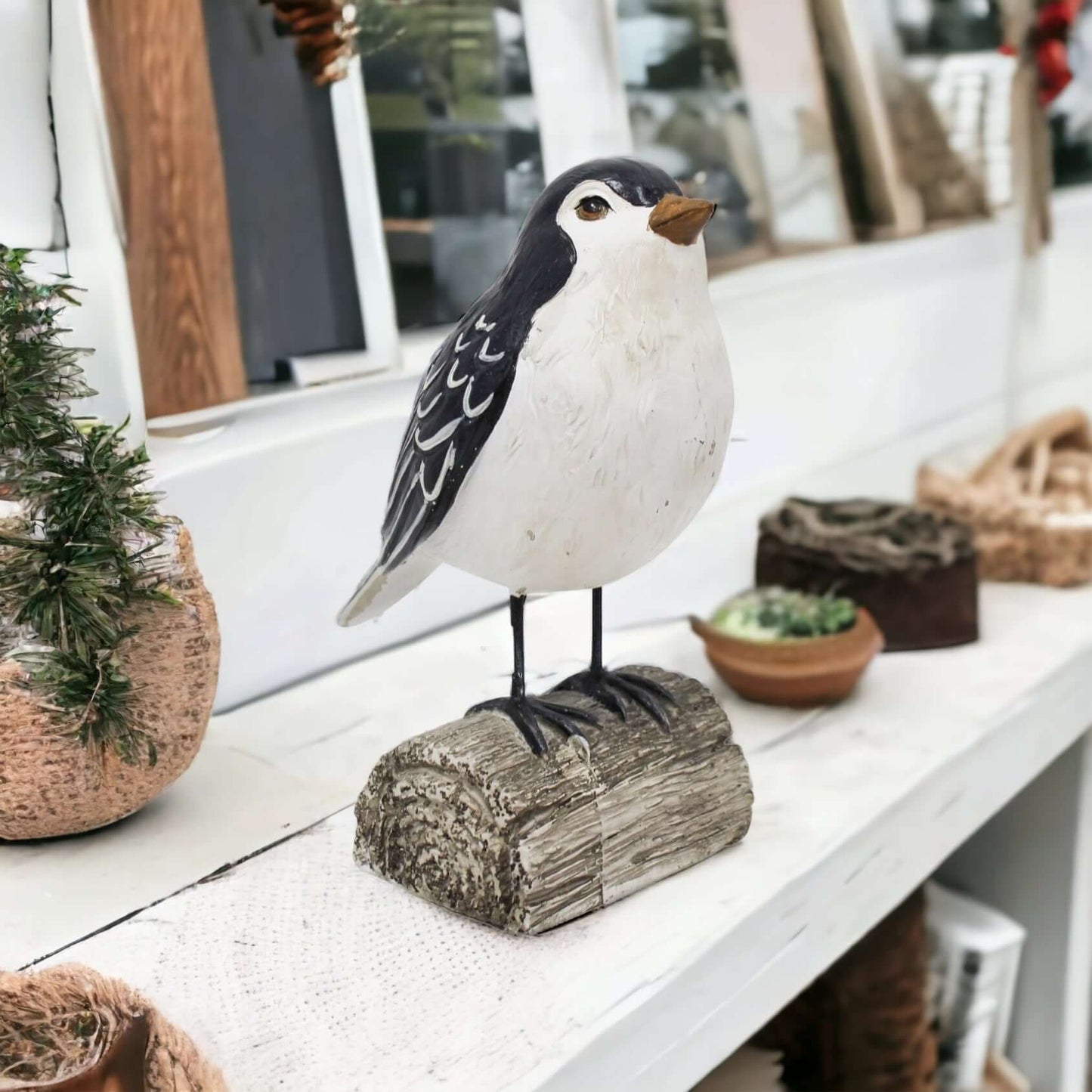 Bird on Wood Natural Ornament - The Renmy Store Homewares & Gifts 