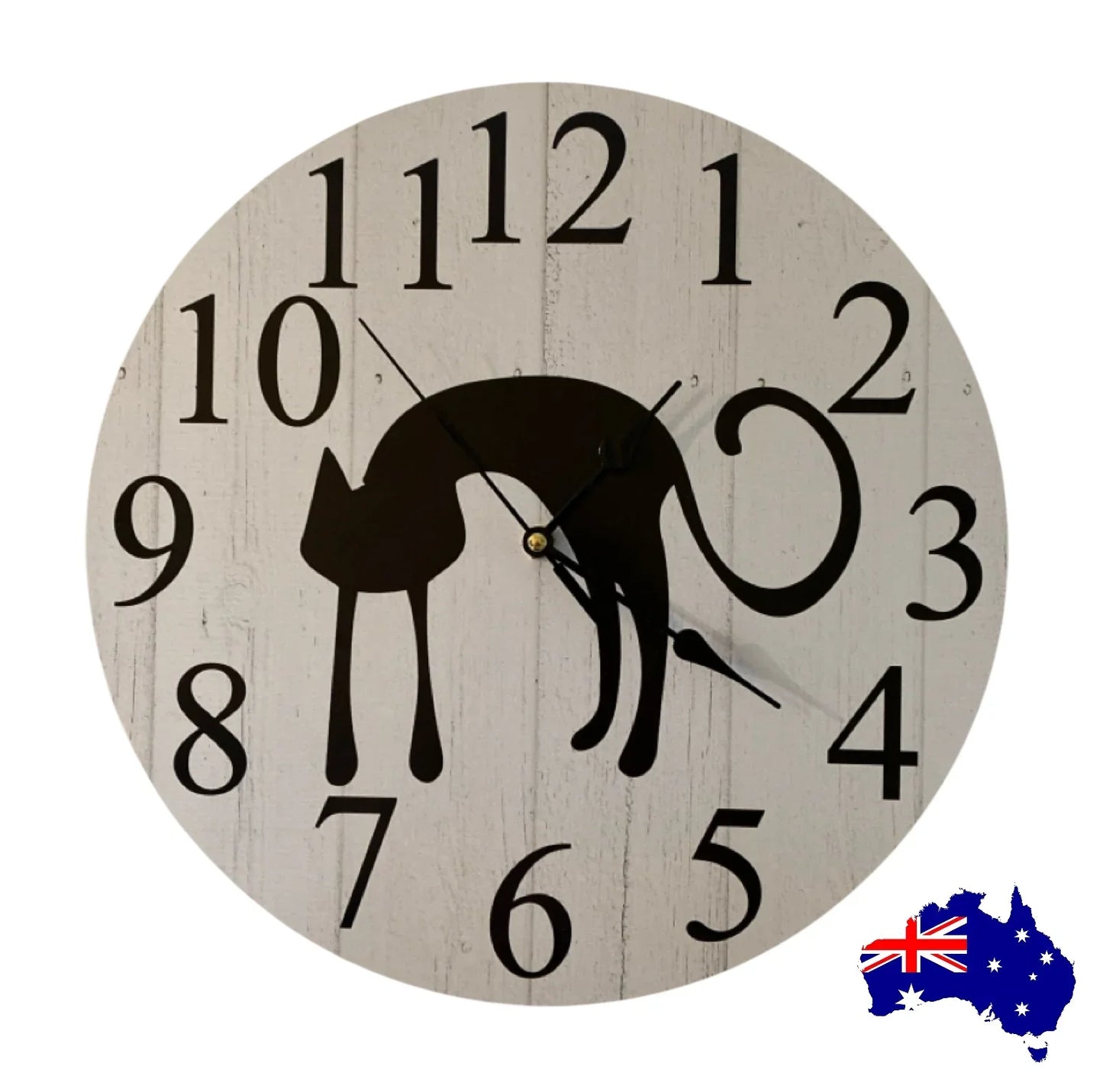 Clock Wall Cat Kitty 30cm 60cm Aussie Made