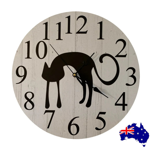 Clock Wall Cat Kitty 30cm 60cm Aussie Made