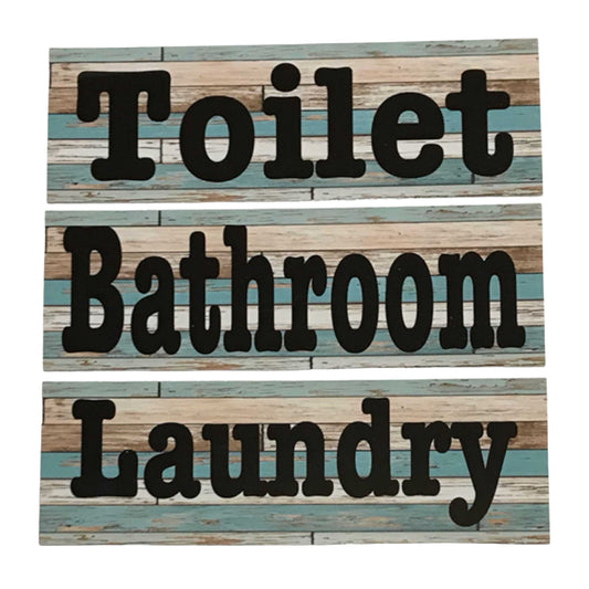 Toilet Laundry Bathroom Rustic Blue Sign - The Renmy Store Homewares & Gifts 