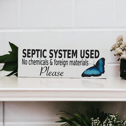 Toilet Septic System Blue Butterfly Sign - The Renmy Store Homewares & Gifts 