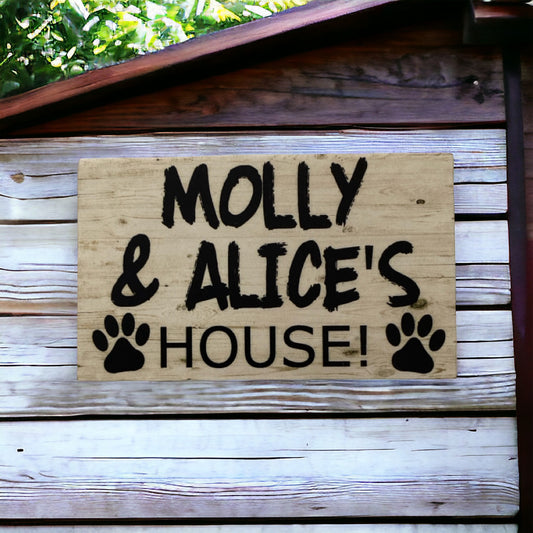 Dogs House Paw Pet Personalised Custom Sign - The Renmy Store Homewares & Gifts 