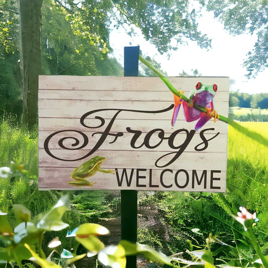 Frogs Welcome Sign