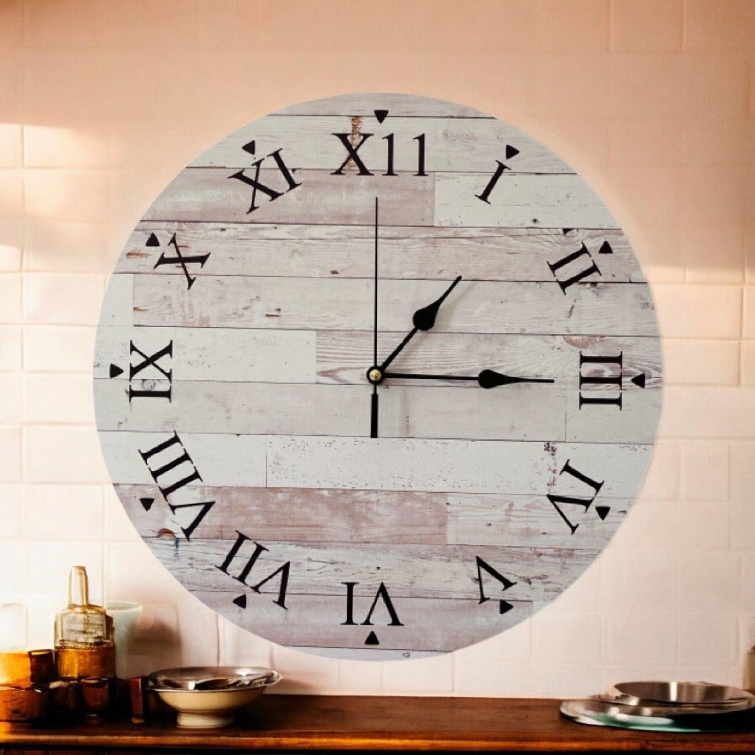 Clock Wall Rustic Wood Roman Numerals Aussie Made - The Renmy Store Homewares & Gifts 