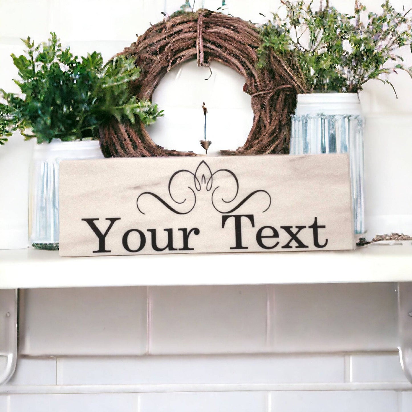 Custom Personalised Shabby Chic Scroll Sign - The Renmy Store Homewares & Gifts 