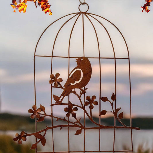 Bird Cage Rustic Rust Hanging - The Renmy Store Homewares & Gifts 