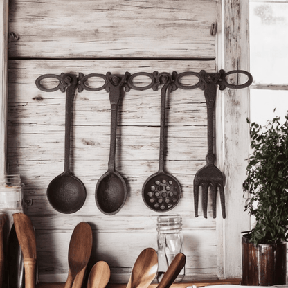 Utensil Kitchen Cast Iron Accessories Wall Set Rustic - The Renmy Store Homewares & Gifts 