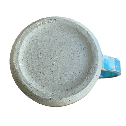 Handmade Whale Tail Aqua Gold Ceramic Mug | Aussie Made Wolf and Clay Coastal Gift