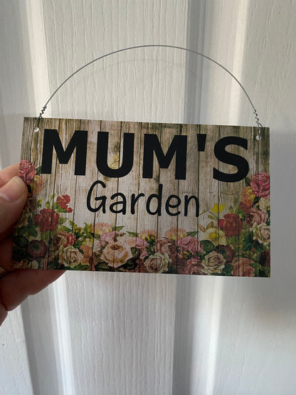 Mums Garden Sign | Floral Rose Timber Look | Personalised Mum Mama Garden Sign Aussie Made