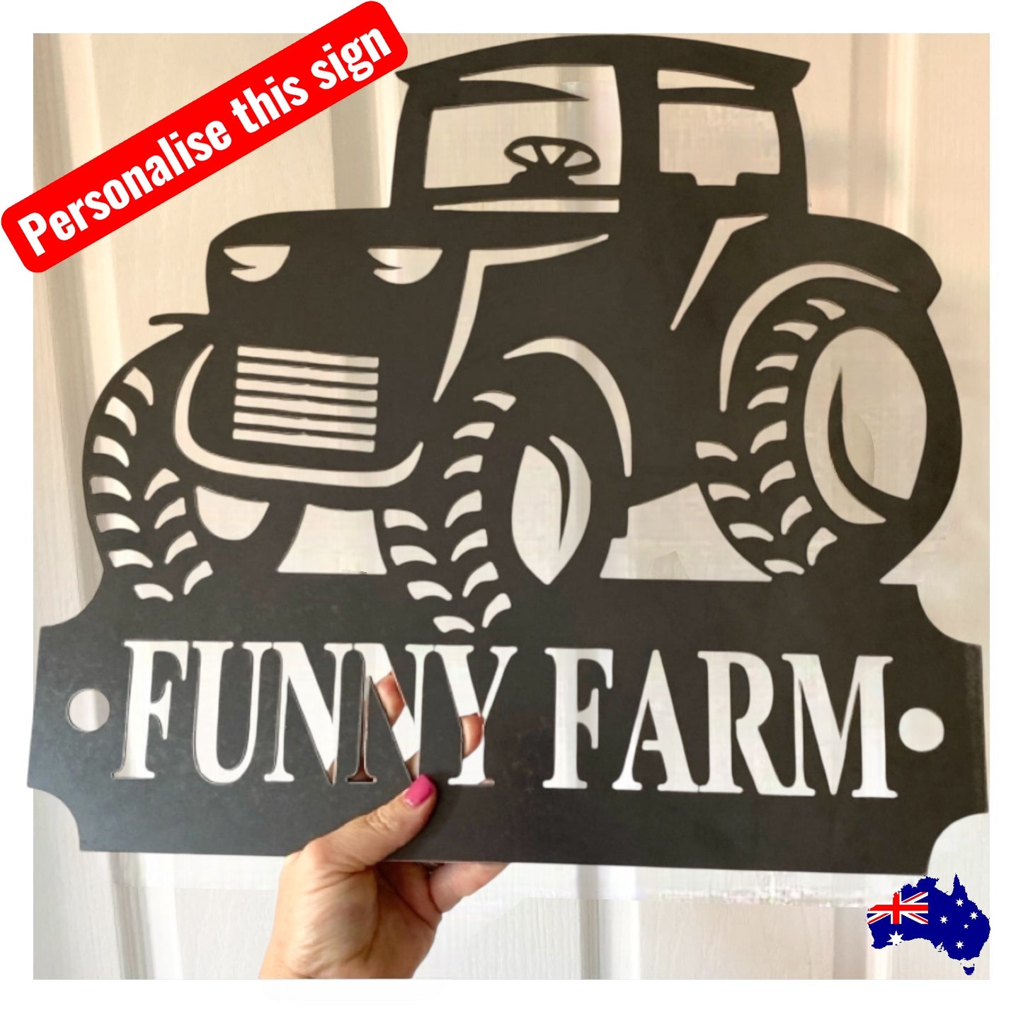 Tractor Farm Personalised Custom Rusty Steel Sign