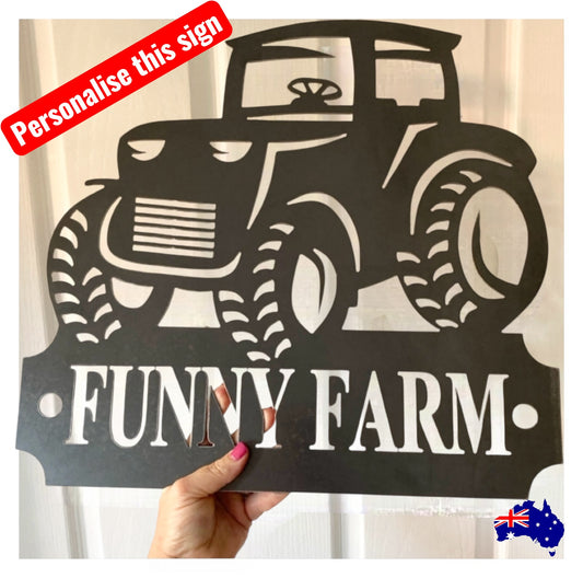 Tractor Farm Personalised Custom Rusty Steel Sign