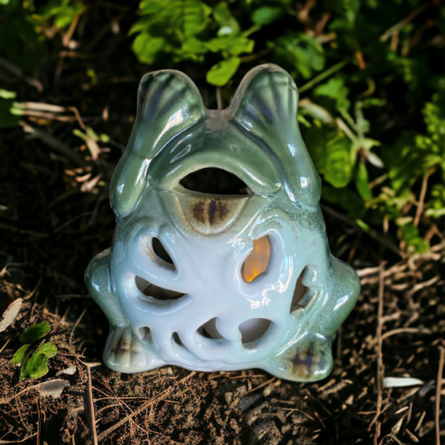 Frog Hiding Candle Holder