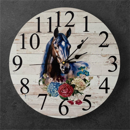 Clock Wall Thoroughbred Horse Floral Aussie Made