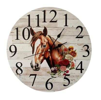 Clock Wall Quarter Horse Floral Aussie Made