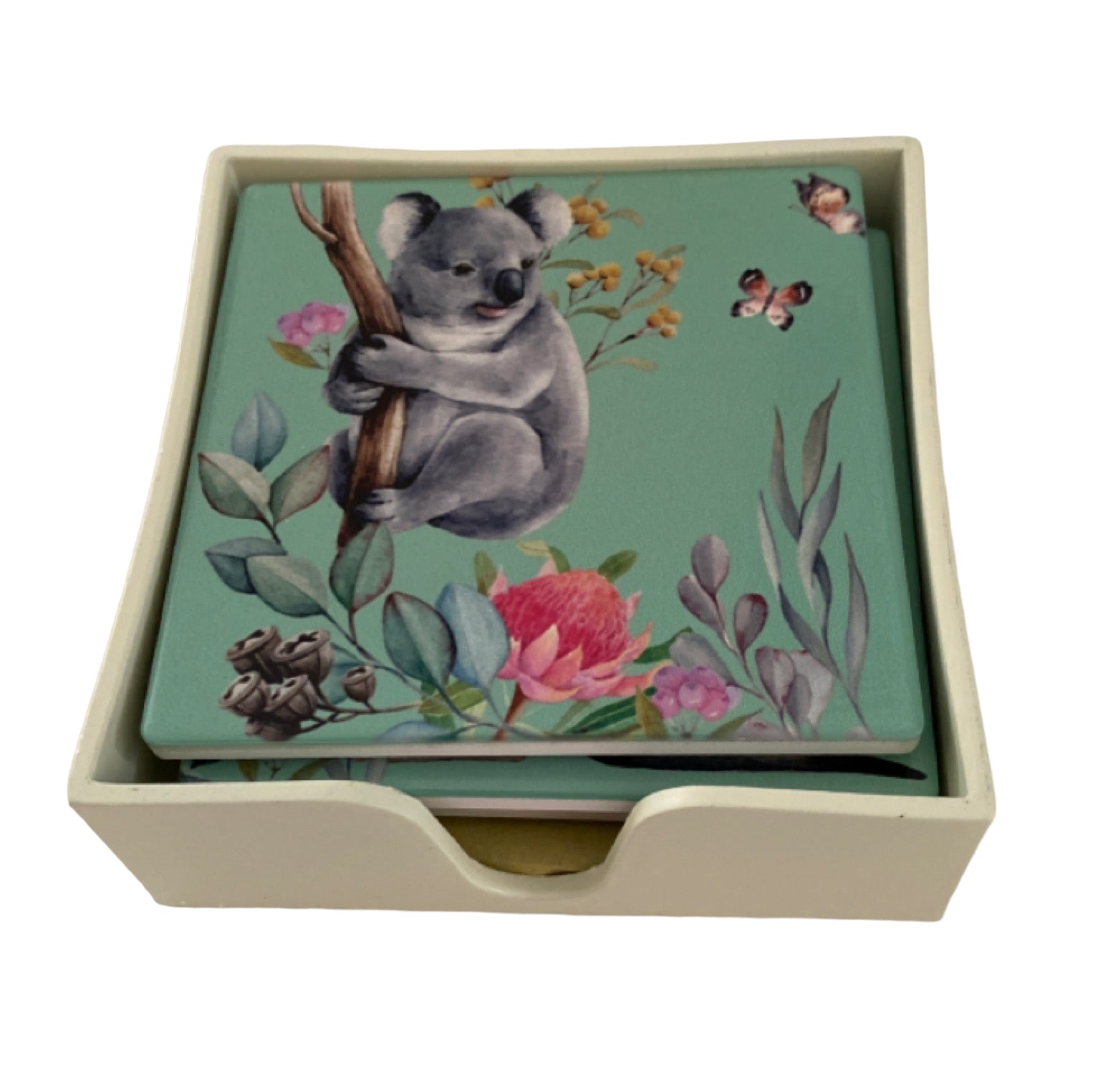 Coasters Set of 4 Koala Kangaroo Emu Wombat - The Renmy Store Homewares & Gifts 