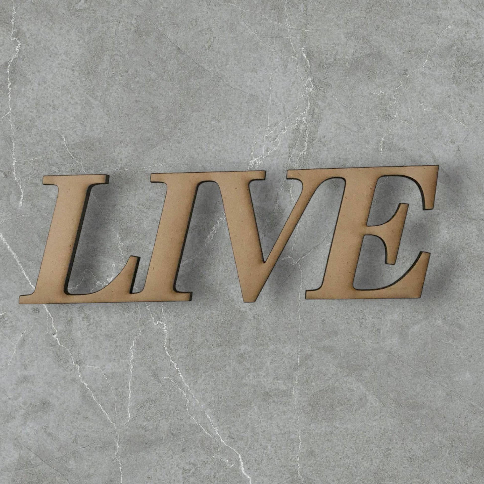 Live MDF Shape Word Raw Wooden Wall Art - The Renmy Store Homewares & Gifts 