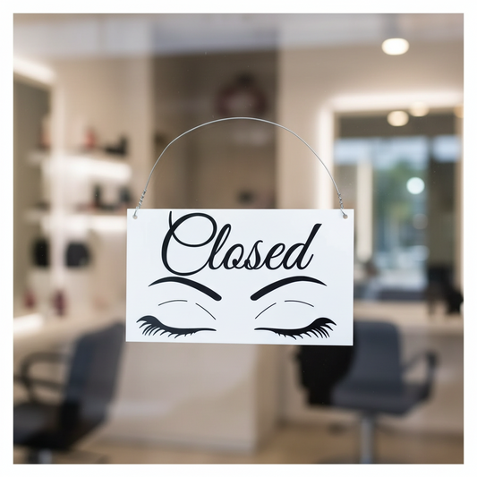 Open Closed Eyes Eyelashes Beauty Shop Sign | Double Sided Hanging Signage Australia