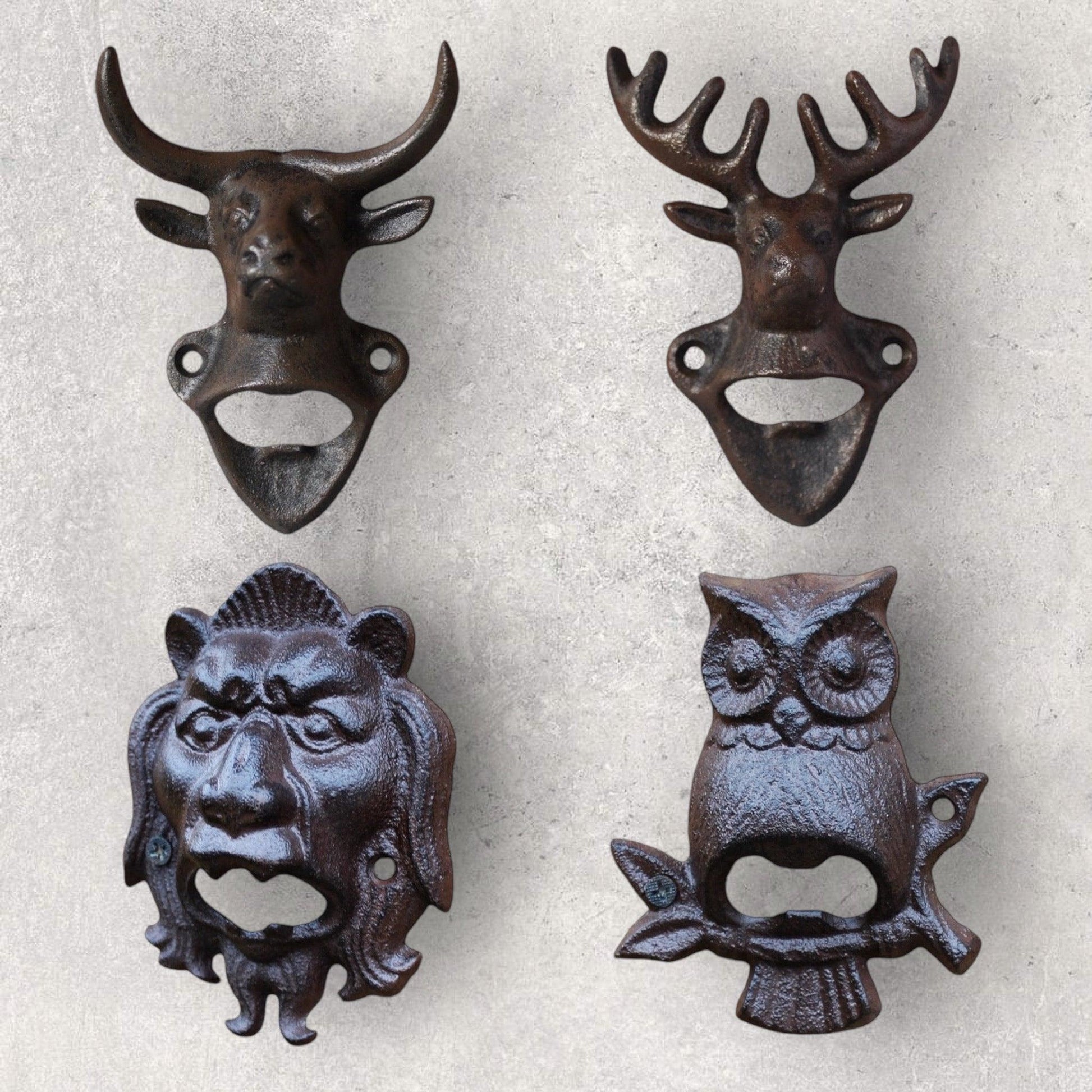 Bottle Opener Wall Mounted Iron Cow Owl Deer Lion - The Renmy Store Homewares & Gifts 