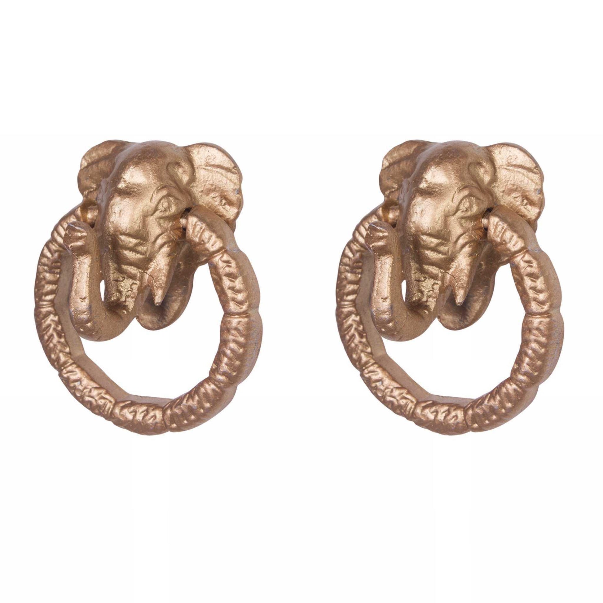 Knob Draw Pull Set x2 Gold Elephant - The Renmy Store Homewares & Gifts 