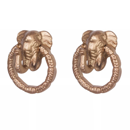 Knob Draw Pull Set x2 Gold Elephant - The Renmy Store Homewares & Gifts 