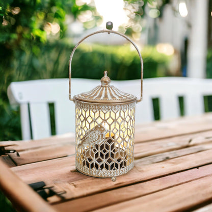 Lantern Light LED Rustic Bird Gold - The Renmy Store Homewares & Gifts 