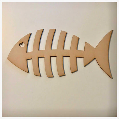 Fish Skeleton Bones Ocean Raw MDF Timber DIY Craft - The Renmy Store Homewares & Gifts 