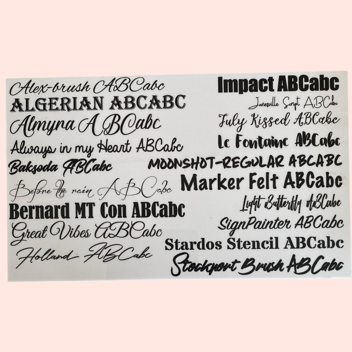 Collection of various font style options displayed on a light gray background