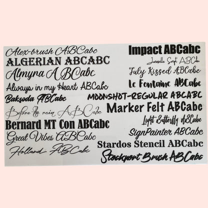 Collection of various font style options displayed on a light gray background