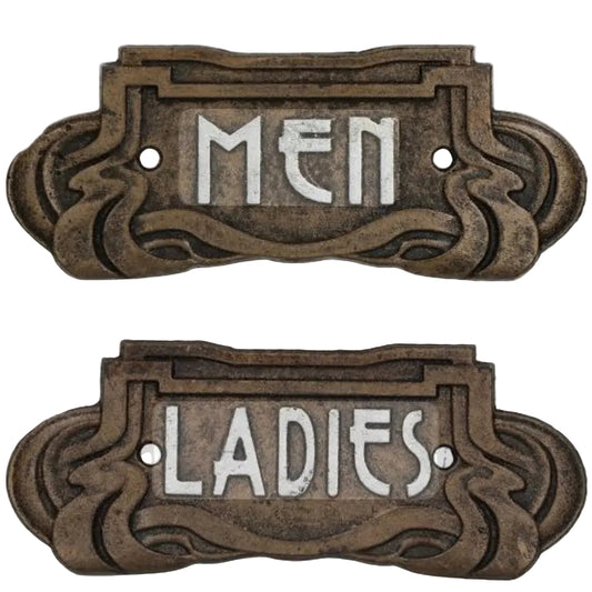 Cast Iron Ladies & Men Toilet Sign Set of 2 | Art Deco Vintage 19cm