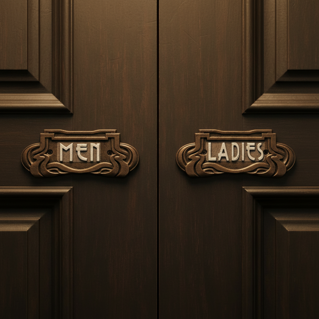 Cast Iron Ladies & Men Toilet Sign Set of 2 | Art Deco Vintage 19cm