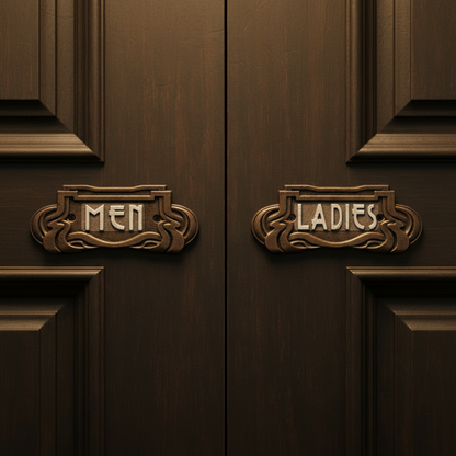 Cast Iron Ladies & Men Toilet Sign Set of 2 | Art Deco Vintage 19cm