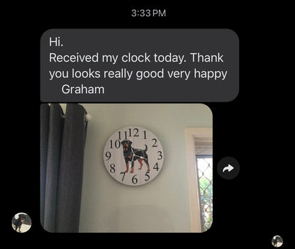 Rottweiler Wall Clock 30cm 60cm | Silent Quartz Aussie Made