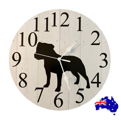 Staffy Wall Clock Staffordshire Bull Terrier 30cm 60cm Aussie Made