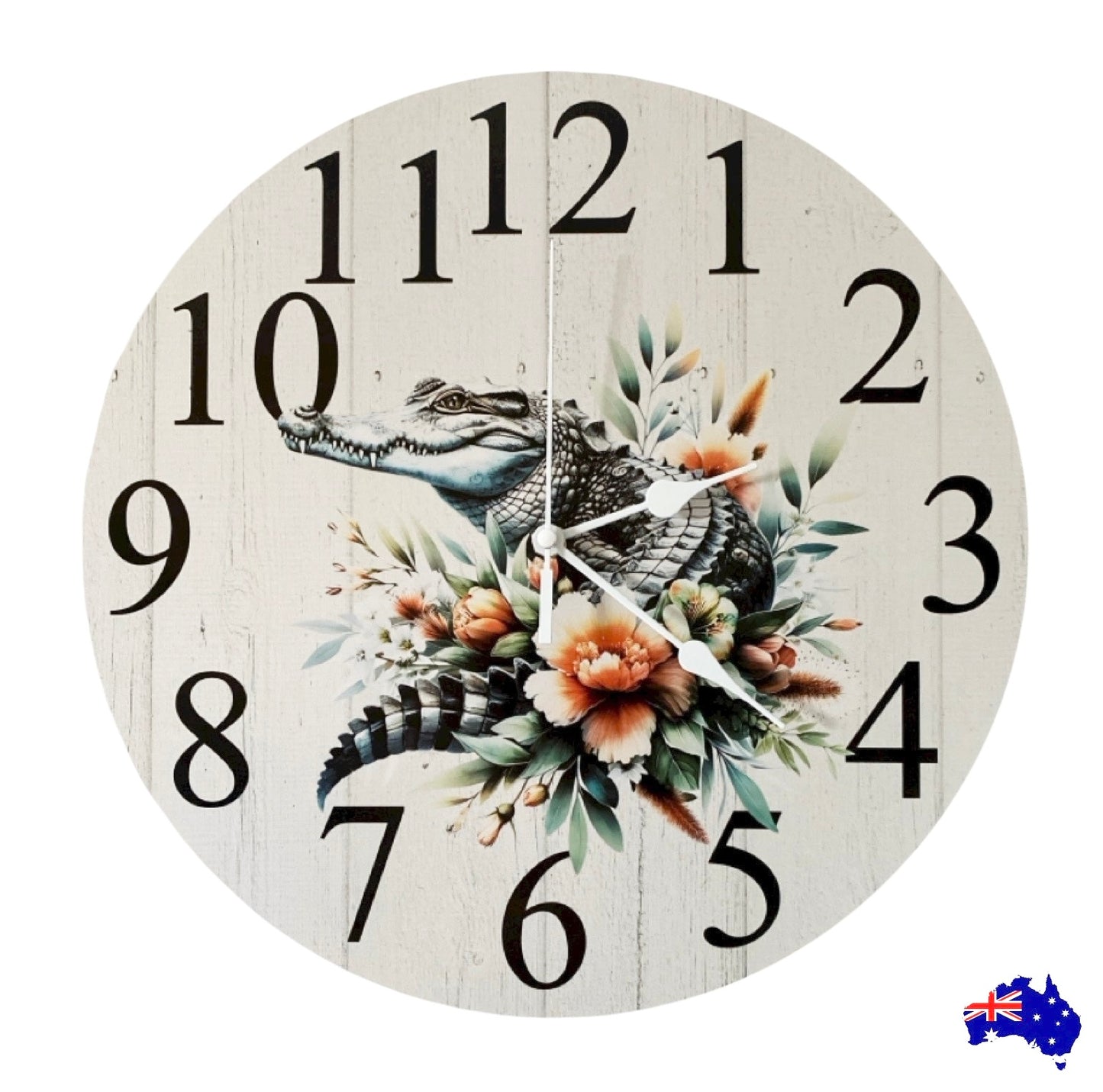Crocodile Floral Wall Clock | Aussie Made 30cm 60cm