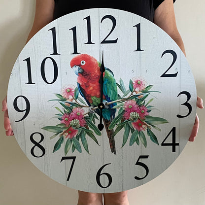 King Parrot Australian Bird Wall Clock | Aussie Made 30cm 60cm