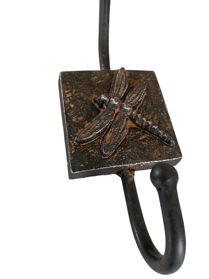 Dragonfly Cast Iron Wall Hook | Rustic Dark Iron | Set of 2 | Hallway Bathroom Coat Hook | Home Decor