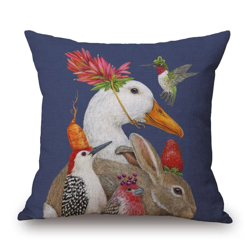 Animal Cushion Cover Squirrel Bird Bear Fox 45cm