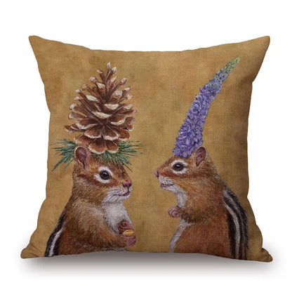 Animal Cushion Cover Squirrel Bird Bear Fox 45cm