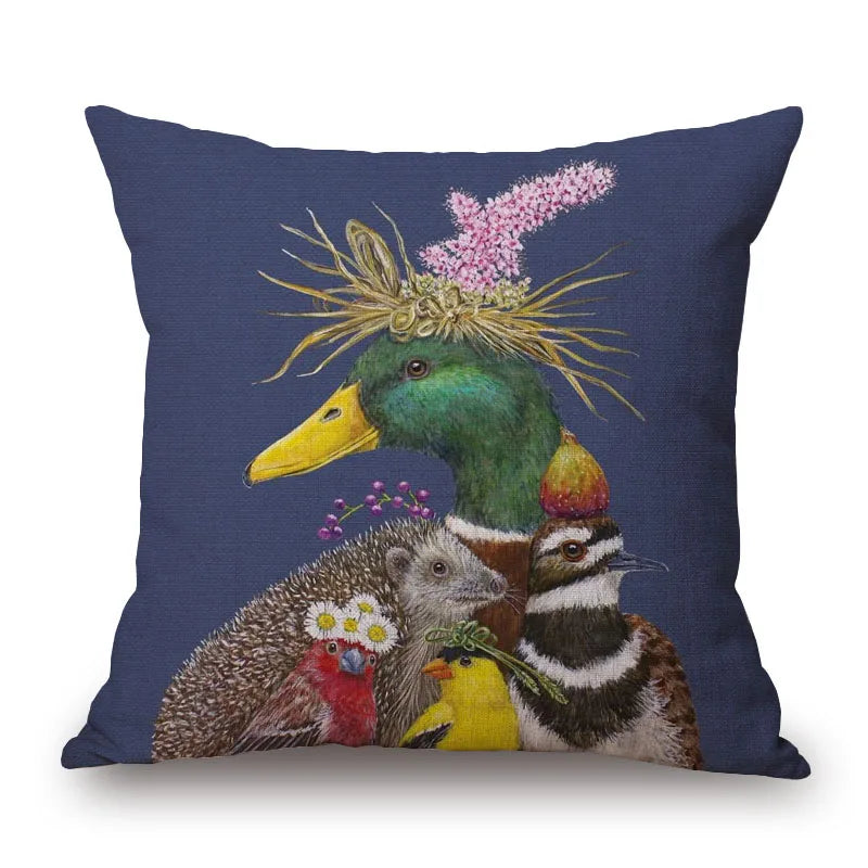 Animal Cushion Cover Squirrel Bird Bear Fox 45cm
