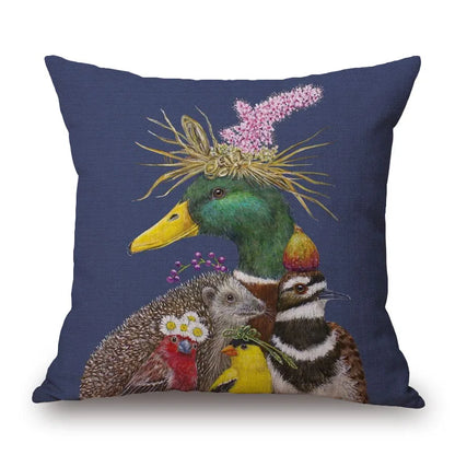 Animal Cushion Cover Squirrel Bird Bear Fox 45cm